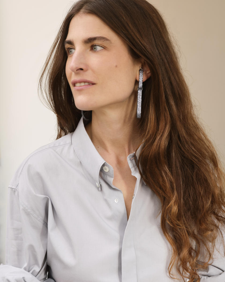 Maria Sole Ferragamo wearing earrings from her So-le Studio brand’s latest jewelry collection. - Credit: Courtesy of So-le Studio