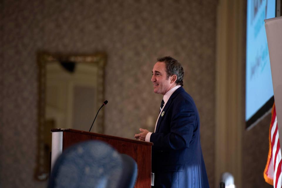 Turner Benoit, chief philanthropic officer of the Hanley Foundation, announced a $35 million capital campaign Monday during the Palm Beach Chamber of Commerce's monthly breakfast meeting at The Breakers.