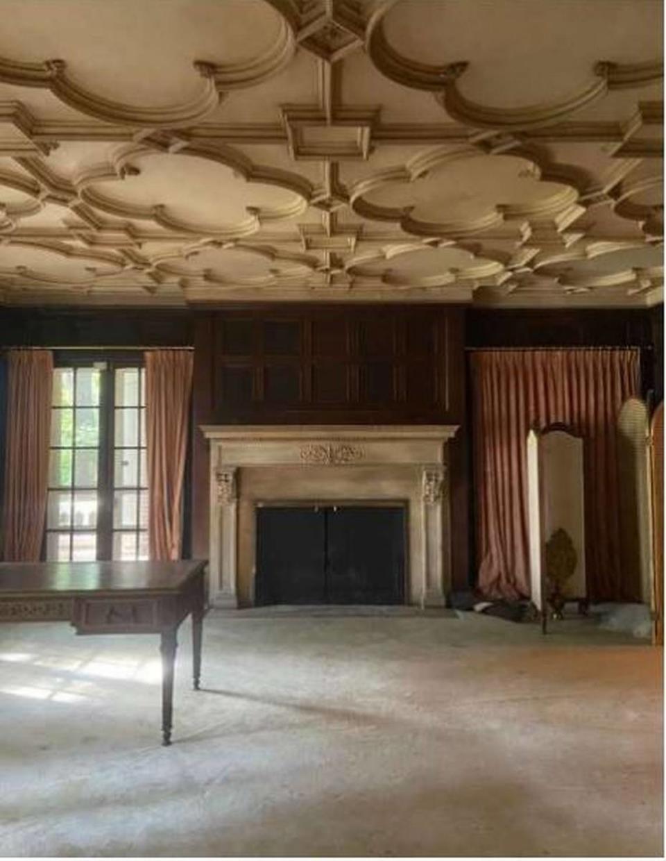 Ornamental plaster ceilings in the home at 4526 Warwick Blvd. across from Southmoreland Park.