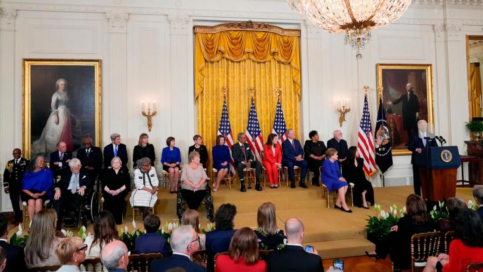 PHOTO: President Joe Biden speaks before awarding the nation's highest civilian honor, the Presidential Medal of Freedom, during a ceremony in the East Room of the White House, May 3, 2024. (Alex Brandon/AP)