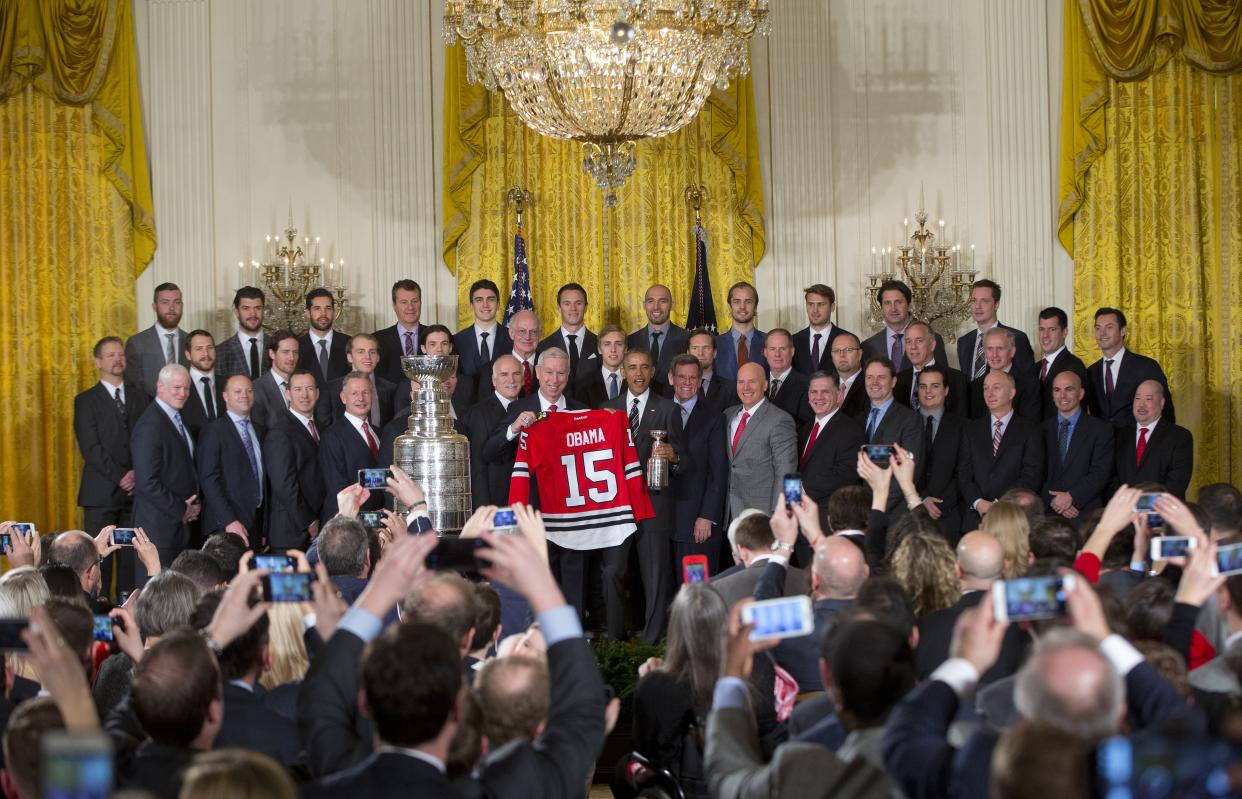 President Barack Obama with the Chicago Blackhawks