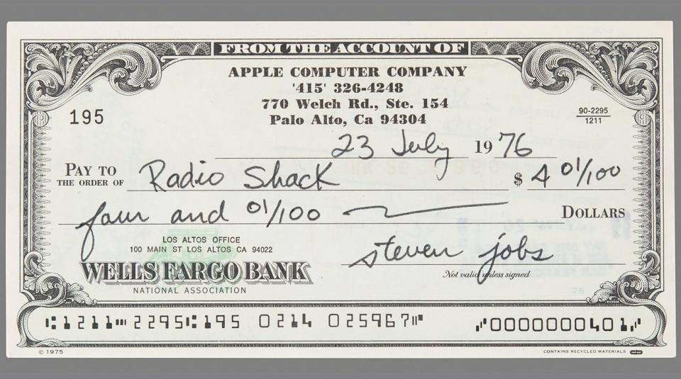 A check signed by Steve Jobs (Courtesy: RR Auction)