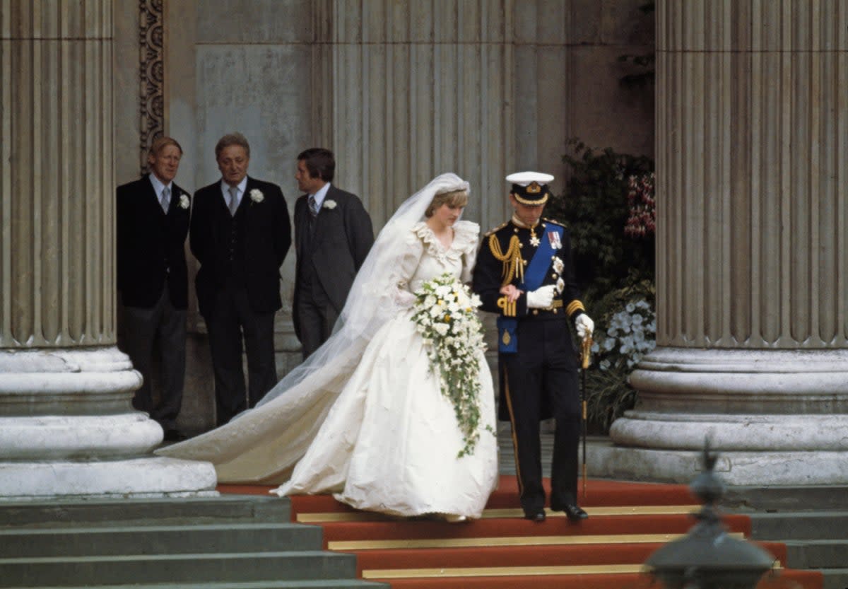 Prince Charles and Princess Diana leaving St Paul's Cathedral in London after the wedding ceremony (Getty Images)