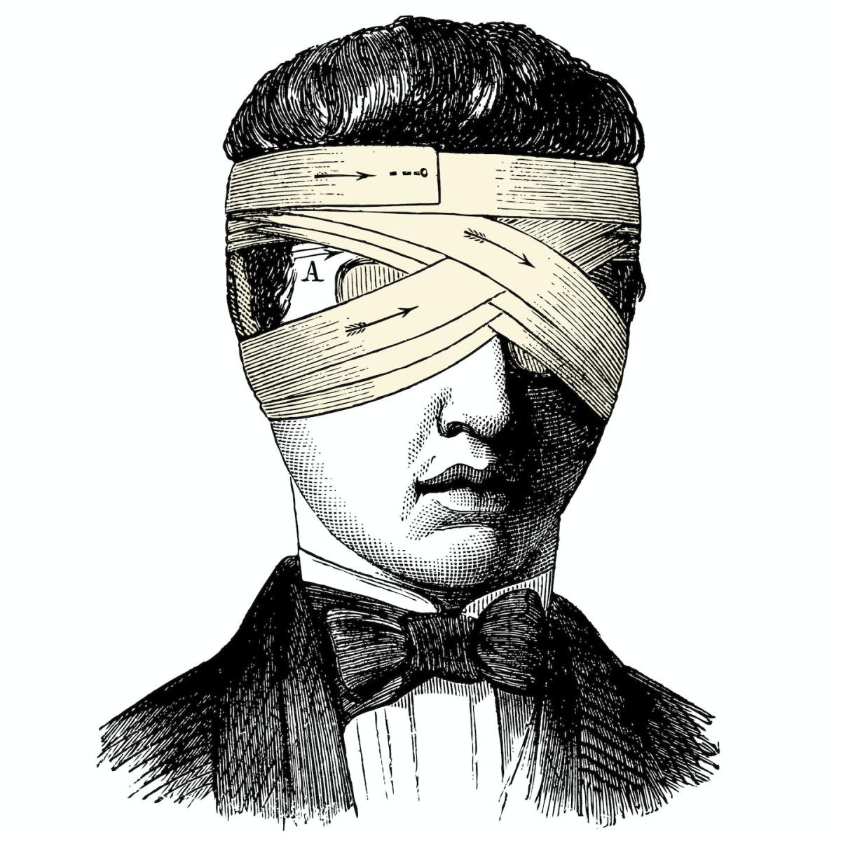 Illustration - blindfolded man  Sketches, Art drawings sketches simple,  Emotional art