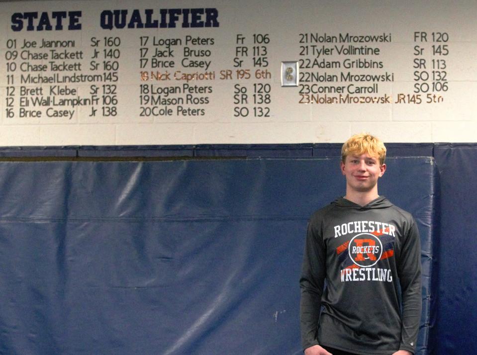 Rochester's Nolan Mrozowski would've attempted his fourth state finals appearance and second state medal if not for a season-ending knee injury at the start of the wrestling season in December. The senior, though, will resume wrestling at McKendree University.