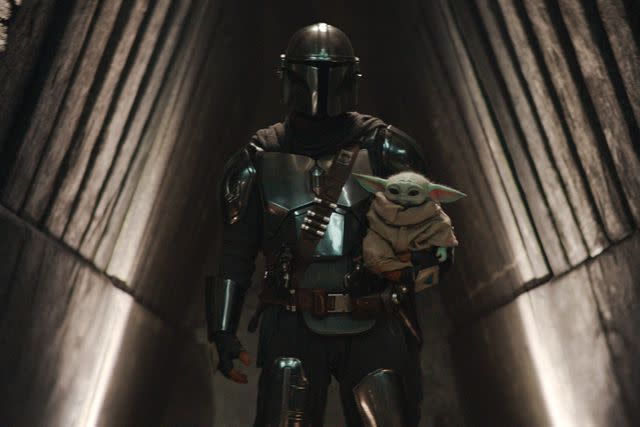 Lucasfilm Grogu and Pedro Pascal as Din Djarin in Lucasfilm's 'The Mandalorian'