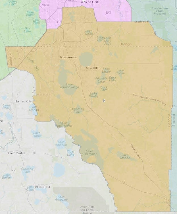 District 9 includes a sliver of eastern Polk County and groups it with most of Osceola County and parts of Orange.