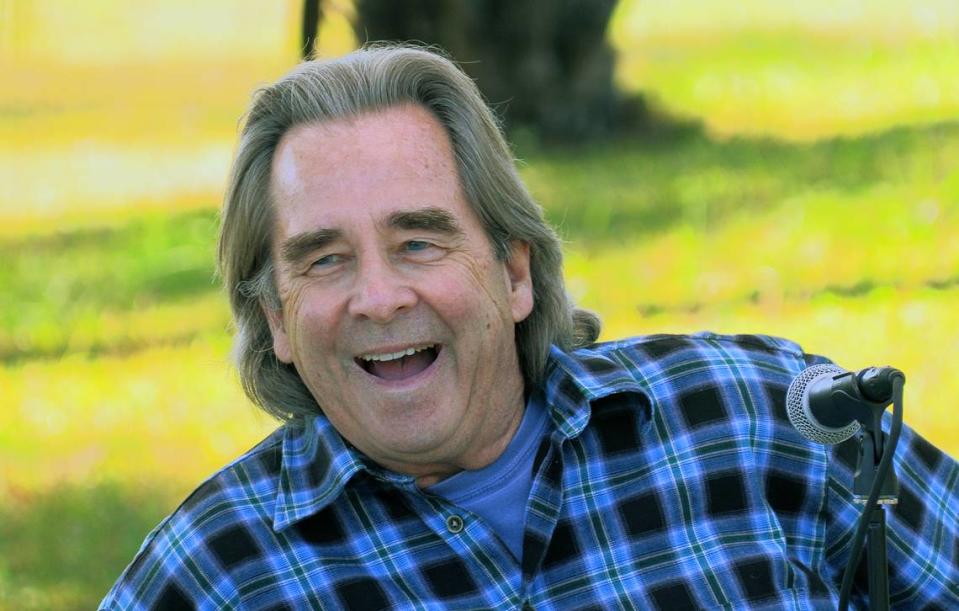 Beau Bridges jokes with production crew members after a March 2021 press conference in Harris County, Georgia, while taking a break acting in “The Neon Highway,” a movie that was filmed exclusively in Columbus, Pine Mountain and Hamilton, Georgia.