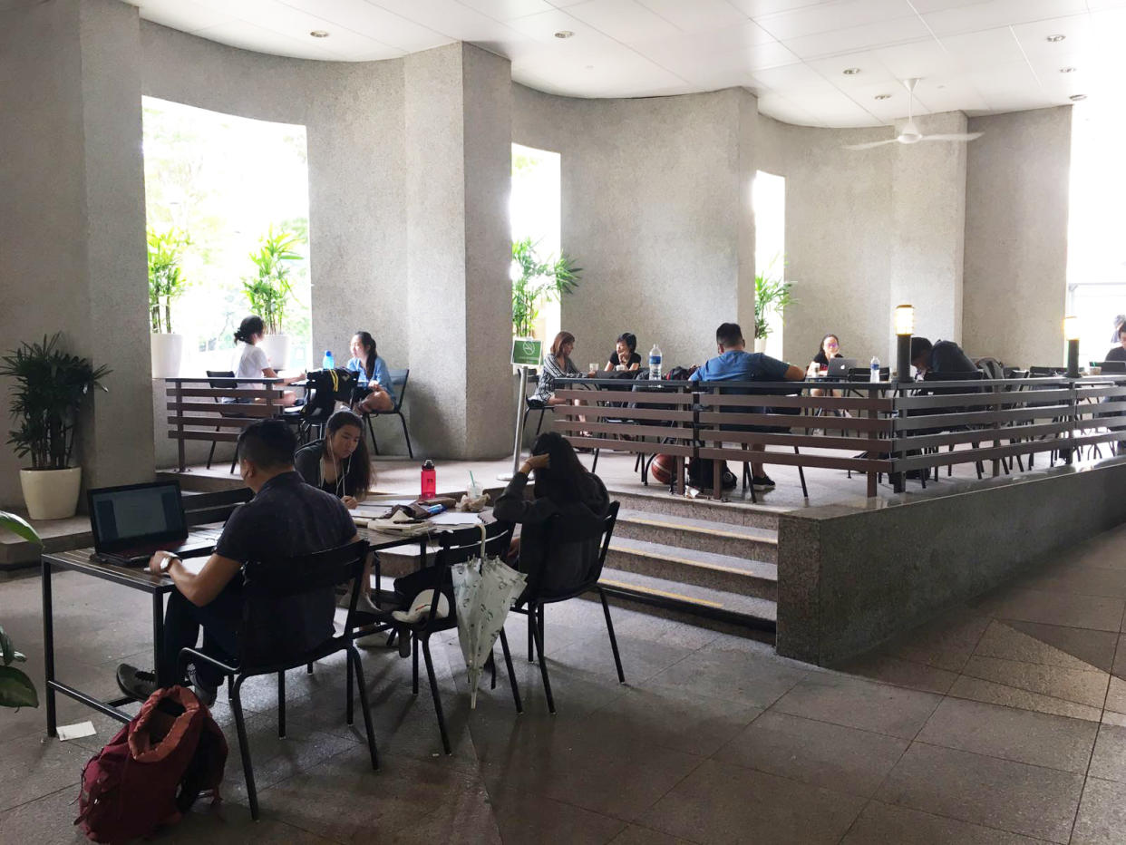 Students spotted studying at a cafe at The Cathay. (Photo: Nurul Azliah/Yahoo Lifestyle Singapore)