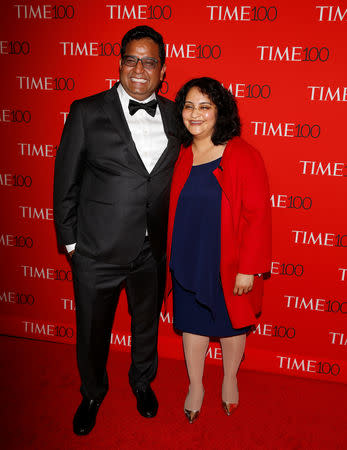 Paytm founder Vijay Shekhar Sharma and Mridula Sharma arrive for the Time 100 Gala in the Manhattan borough of New York, New York, U.S. April 25, 2017. REUTERS/Carlo Allegri/Files