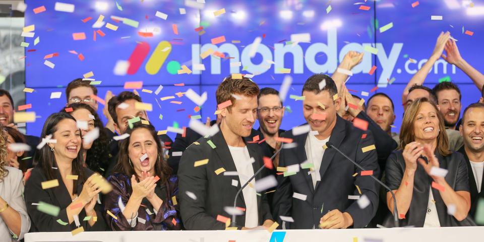 Monday.com founders Eran Zinman and Roy Mann at Nasdaq for IPO