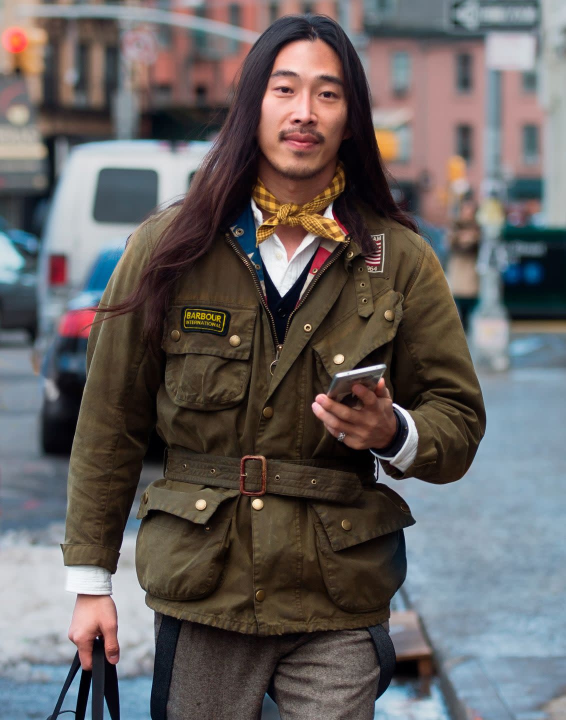 street style photo by andrew moraleswwdpenske media via getty images