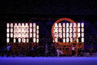 <p>TOKYO, JAPAN - JULY 23: Performers are seen during the Opening Ceremony of the Tokyo 2020 Olympic Games at Olympic Stadium on July 23, 2021 in Tokyo, Japan. (Photo by Jamie Squire/Getty Images)</p> 