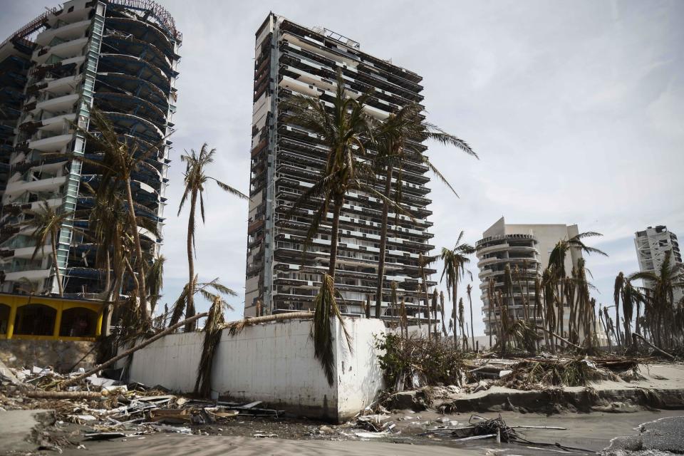 Buildings damaged by Hurricane Otis in Acapulco, Mexico, Oct. 28, 2023.  / Credit: RODRIGO OROPEZA/AFP via Getty Images