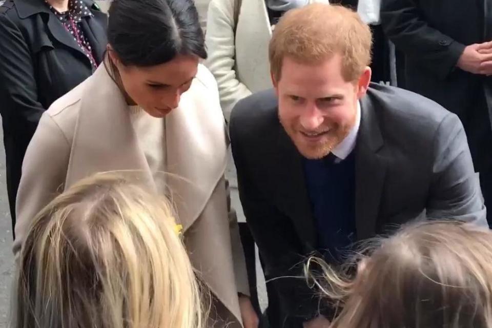 Prince Harry and Meghan Markle filmed chatting with five-year-old fan Jude Campbell: Chris Ship/ITV