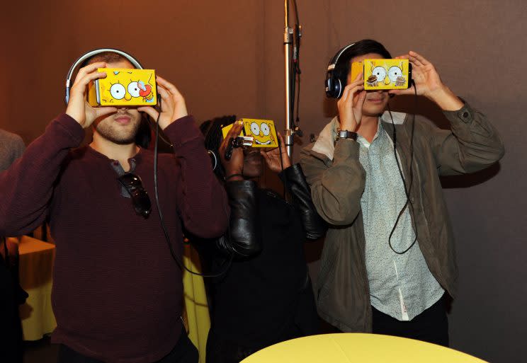 The Couch Gag, “Planet of the Couches,” is demonstrated in VR (Credit: Frank Micelotta/ FOX)