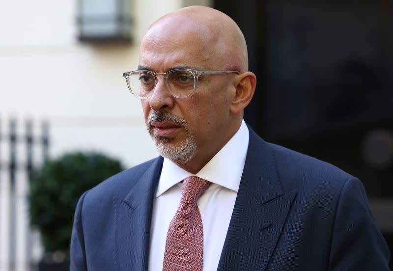 British Chancellor of the Exchequer Nadhim Zahawi leaves his home in central London