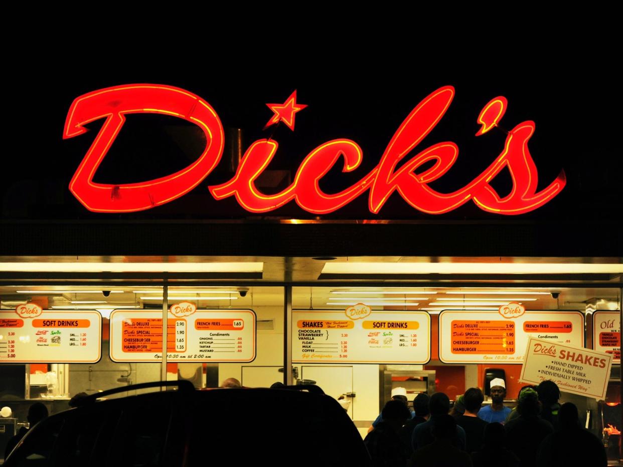 Dick's Drive-in, iconic local landmark hamburger joint, Seattle, Washington.