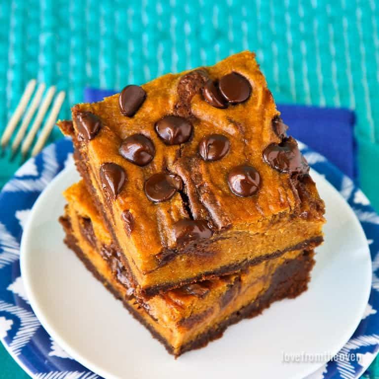 <p>These rich brownies are packed with chocolate and pumpkin, making them the perfect fall dessert.</p><p><strong>Get the recipe at <a href="https://www.lovefromtheoven.com/pumpkin-brownies/" rel="nofollow noopener" target="_blank" data-ylk="slk:Love from the Oven;elm:context_link;itc:0;sec:content-canvas" class="link ">Love from the Oven</a>.</strong> </p>