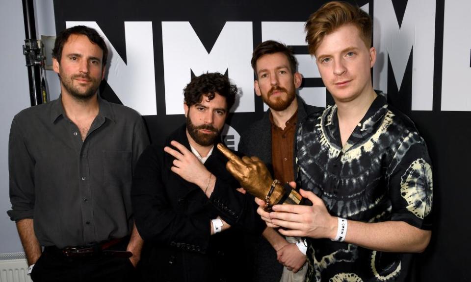 ‘This is the longest I’ve gone without playing the drums since I was 14’ … Jack Bevan, on right, with Foals.