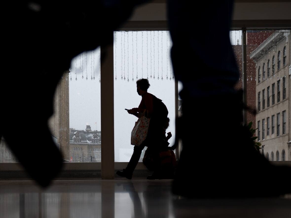 People make their way around the Rideau Centre in Ottawa late last month. (Spencer Colby/The Canadian Press - image credit)