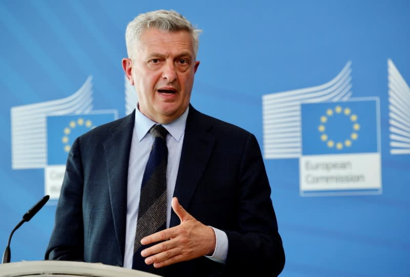 FILE PHOTO: European Commissioner for Home Affairs Johansson and United Nations High Commissioner for Refugees Grandi hold a news conference, in Brussels