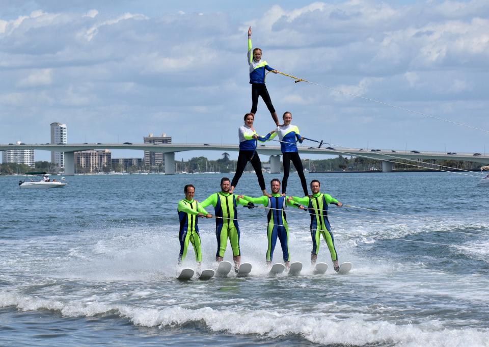 Sarasota Ski-A-Rees, pictured here, will continue their weekly water ski shows this month March 3, 10, 17, 24 and 31.