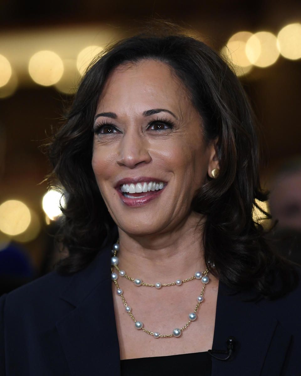 Senator Kamala Harris in the spin room following the 2020 Democratic Party presidential debates held at The Adrienne Arsht Center on June 27, 2019 in Miami Florida.