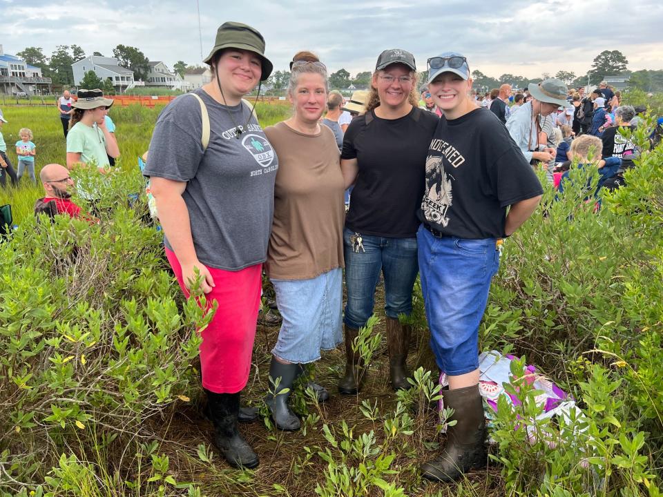 From left, Kali Bennett, 18, Dana Bennett, 49, Nicole Mitchell, 18, and Megan Bennett, 21, came to the Chincoteague Pony Swim from North Carolina.