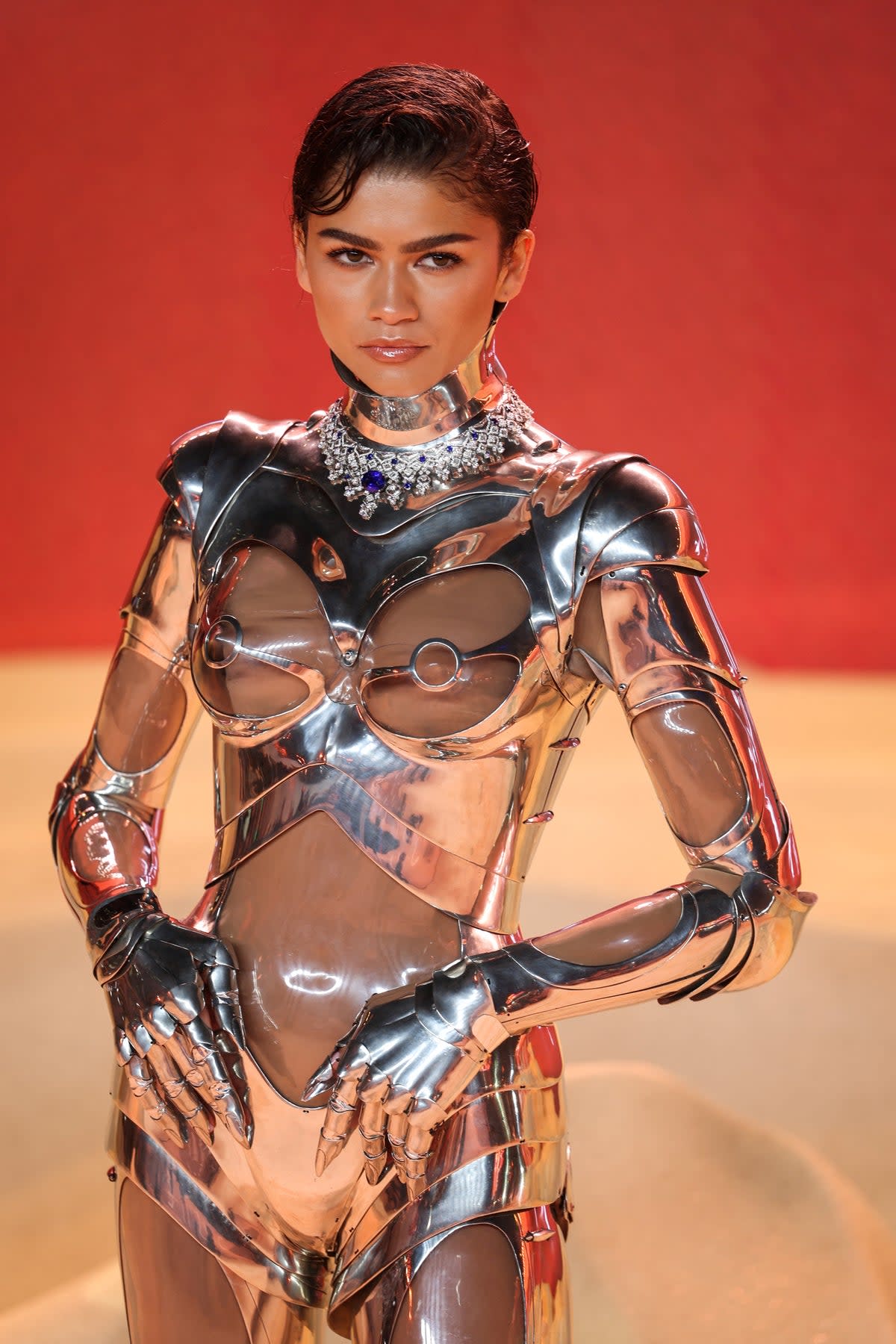 Zendaya was praised for a futuristic outfit styled by Law Roach (AFP via Getty Images)