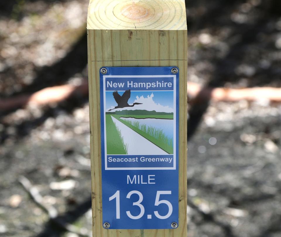 The Seacoast Greenway stretching from Seabrook to Portsmouth has posts every 1/10 of a mile for safety and identification purposes.