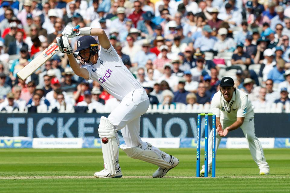 Seen here, England's Zak Crawley plays a cover drive in the first Test against New Zealand at Lord's. 