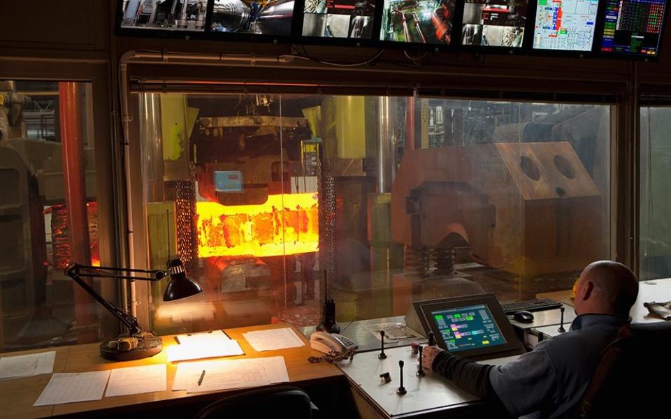 A controller at the Sheffield Forgemasters factory