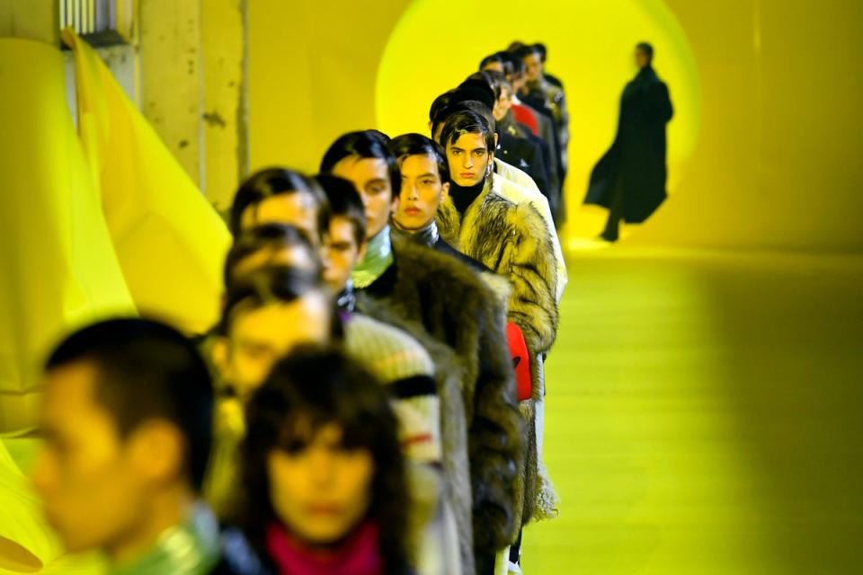 Models walk the runway during the Raf Simons Menswear fall/sinter 2020-2021 show as part of Paris Fashion Week in January 2020 (Getty Images)