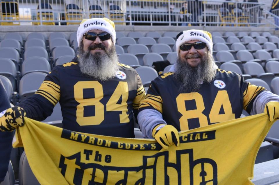 Dec 25, 2016; Pittsburgh, PA, USA; Pittsburgh Steelers fans in Christmas attire prior to a game against the Baltimore Ravens at Heinz Field. Mandatory Credit: Mark Konezny-USA TODAY Sports