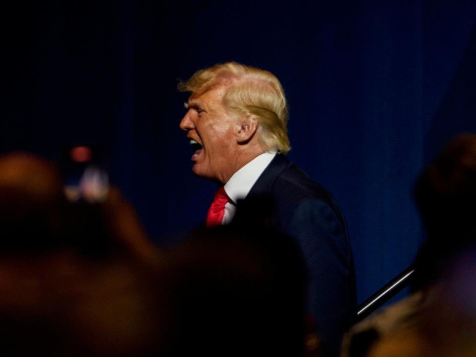 Donald Trump exits the NCGOP state convention on June 5, 2021 in Greenville, North Carolina.  (Getty Images)