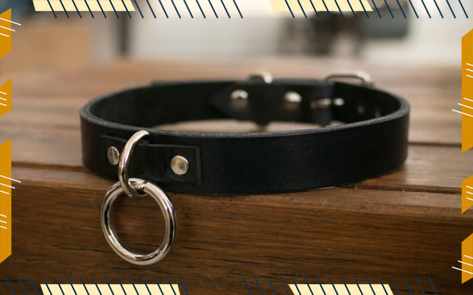 Leather BDSM Collar with O-Ring.