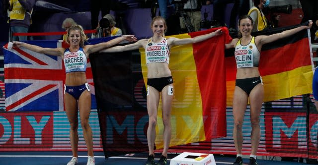 Holly Archer, left, thought she had won silver in the women's 1500m final but was later disqualified