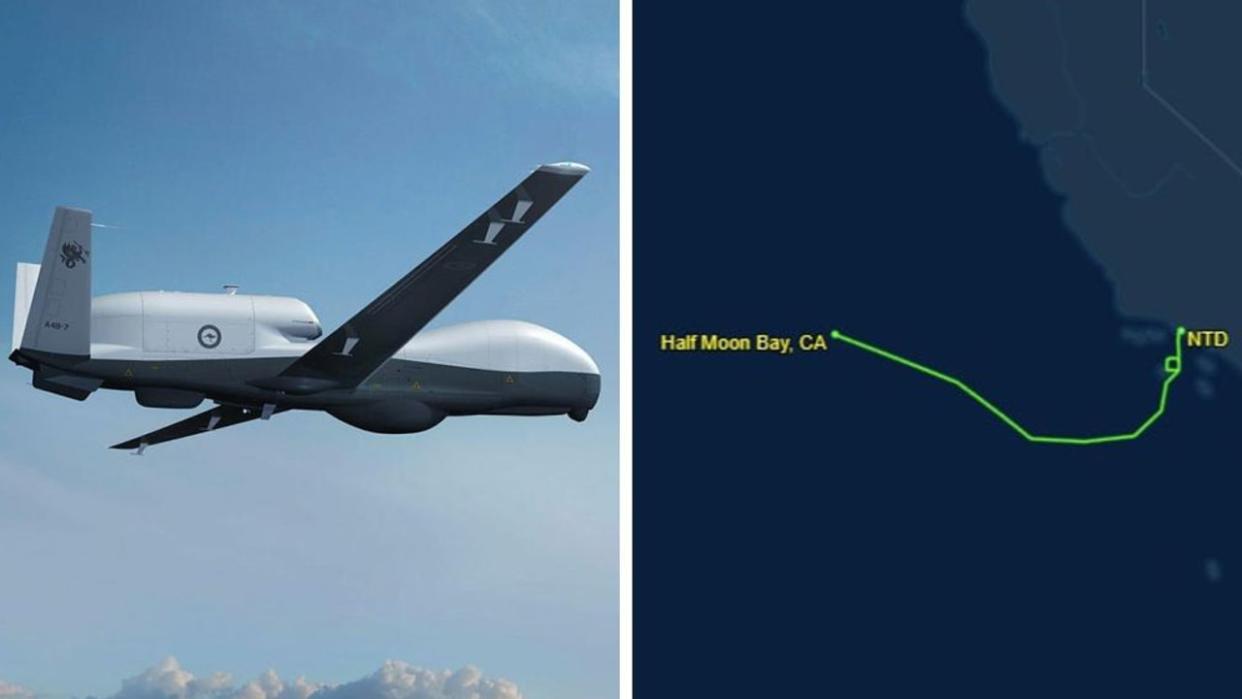 The Northrop Grumman MQ-4C Triton — also known as the AUS 1 — left a Californian Naval Air Station on Thursday.