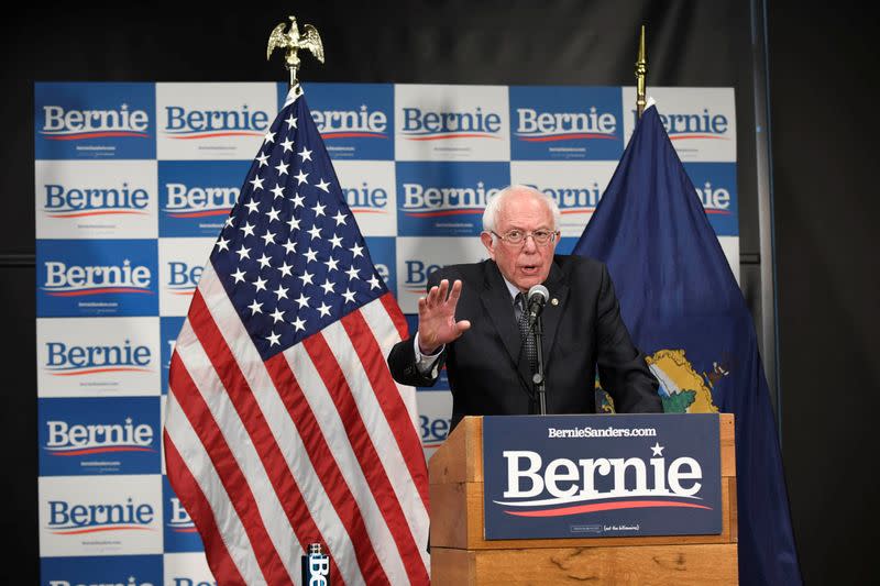 FILE PHOTO: Democratic U.S. presidential candidate Bernie Sanders speaks about coronavirus in Burlington