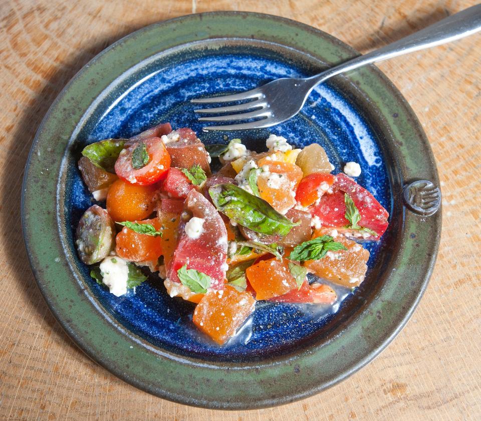 Wiltshire on Market's tomato salad is made with chunks of regular and cherry heirloom tomatoes, watermelon, mint, basil and feta cheese.05 September 2019