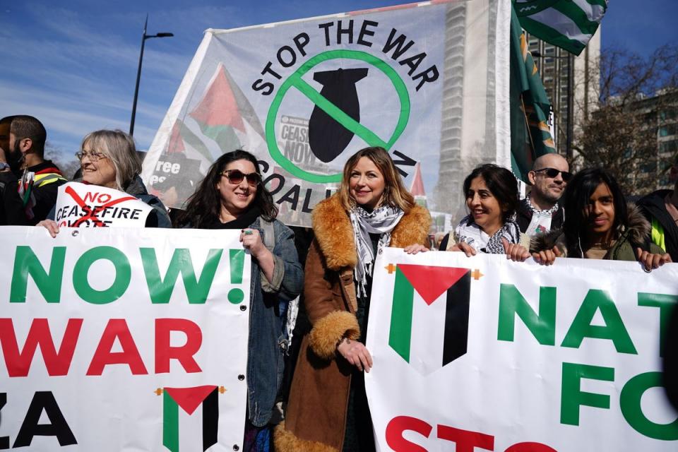 Charlotte Church (centre) takes part in the pro-Palestine march (Jordan Pettitt/PA Wire)