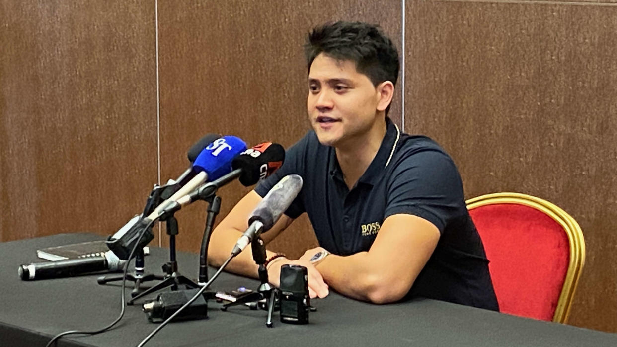 Singapore's first Olympic gold medallist Joseph Schooling announces retirement from competitive swimming at Chinese Swimming Club. (PHOTO: Chia Han Keong/Yahoo Southeast Asia)