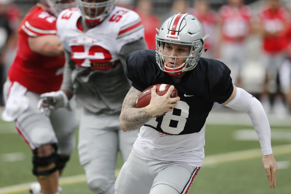 Ohio State quarterback Tate Martell has spent two seasons in Columbus (AP Photo/Jay LaPrete)