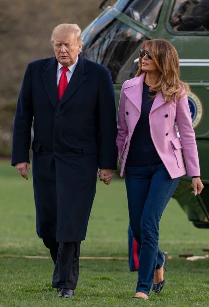 melania trump, valentino pea coat, president donald trump