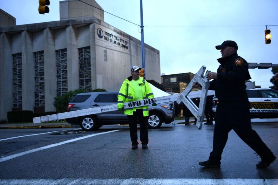 The scene of the Tree of Life synagogue mass shooting in Pittsburgh