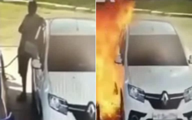 Rusia: cargaba nafta, encendió un cigarrilo y se le prendió fuego el auto