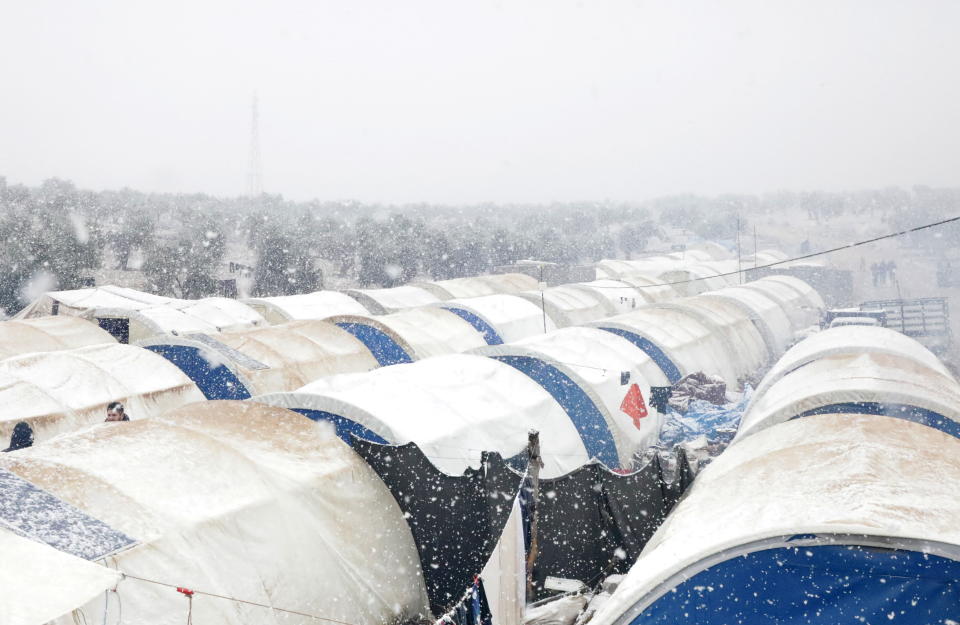 敘利亞難民營遭豪雨、風雪、低溫多重夾擊。圖片來源：Reuters。