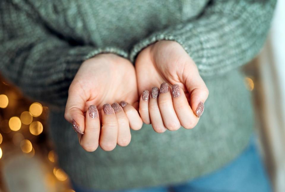 coffee color manicure in christmas style winter manicure idea