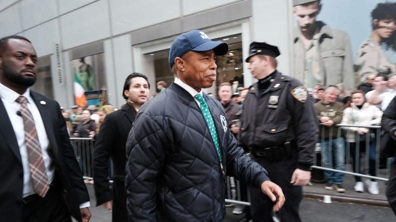 New York Mayor Eric Adams in the St. Patrick’s Day Parade on March 17, 2023 in New York City. 